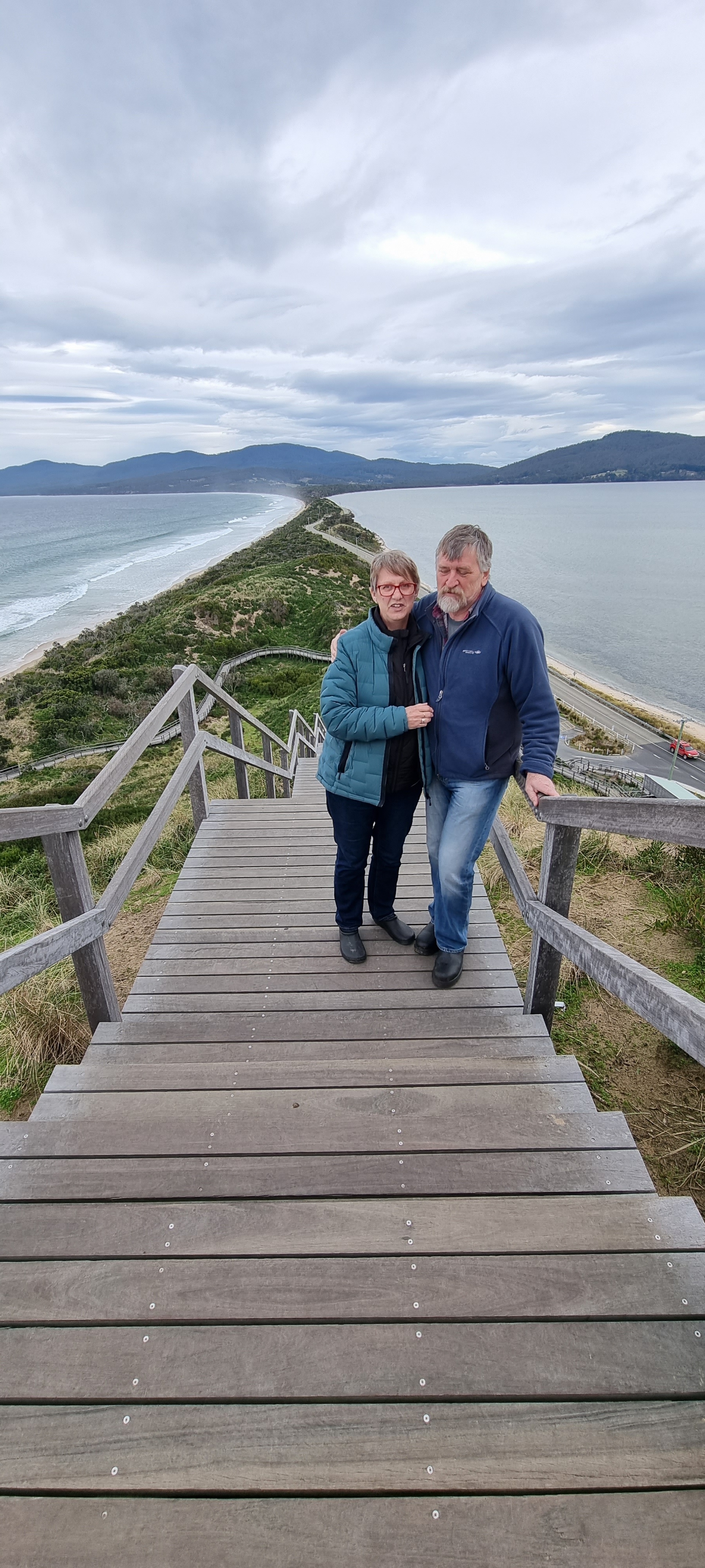 Karen and Stephen at The Neck lookout on Bruny Island